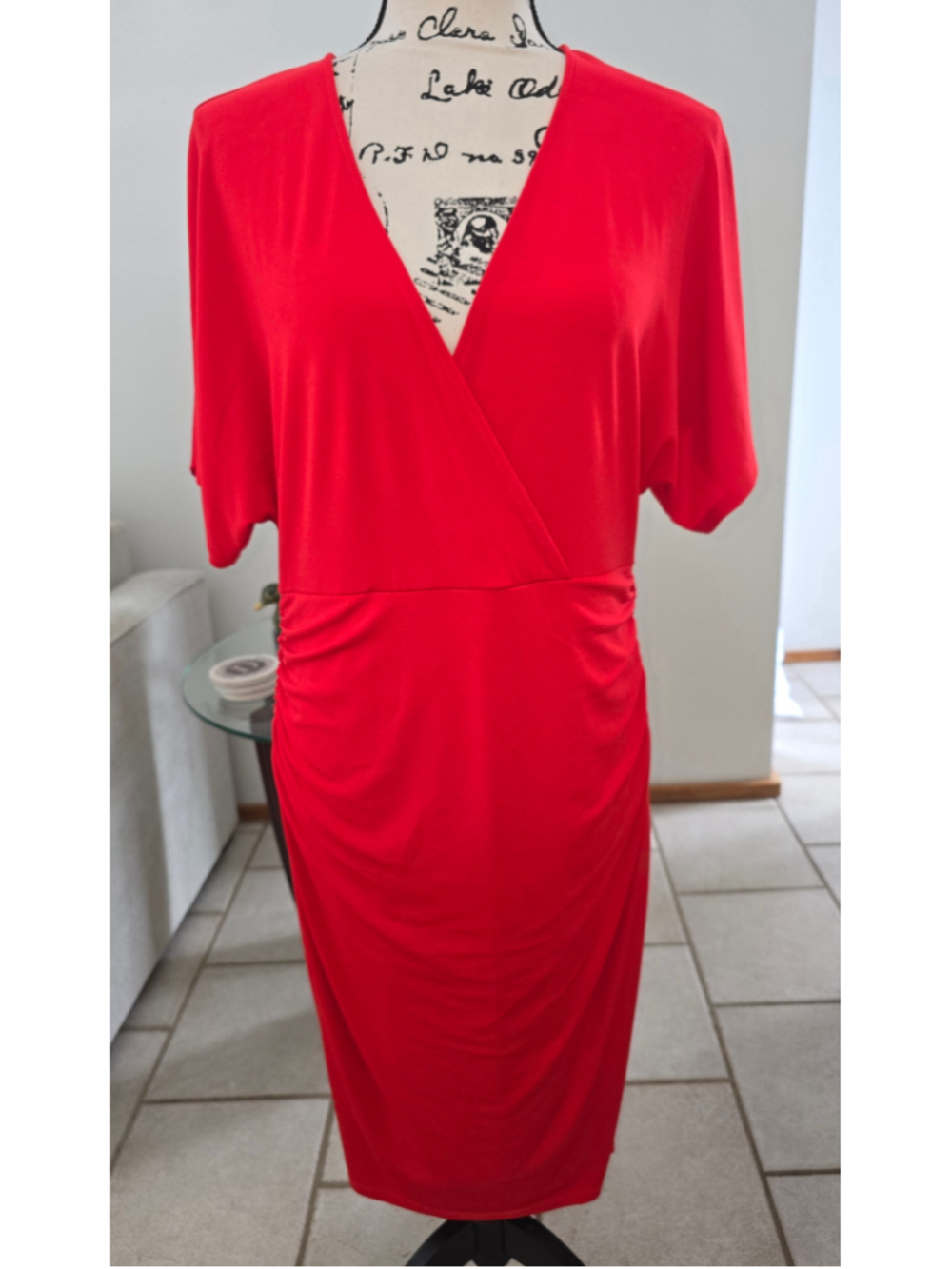 BOLD Elements Orange Ruched Dress Size L EUC